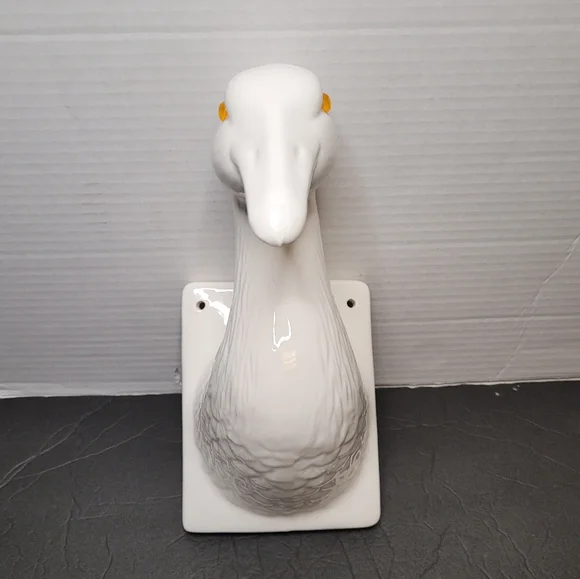 Vintage Ceramic Goose Duck Head Wall Mount Glass Eyes